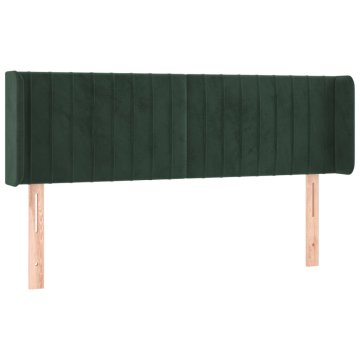 Vidaxl Vzglavje z ušesi temno zeleno 147x16x78/88 cm žamet