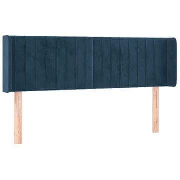 Vidaxl Vzglavje z ušesi temno modro 147x16x78/88 cm žamet