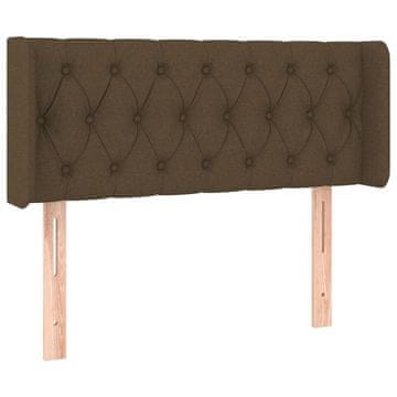 Vidaxl Vzglavje z ušesi temno rjavo 93x16x78/88 cm blago