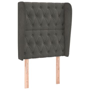 Vidaxl Vzglavje z ušesi temno sivo 83x23x118/128 cm žamet