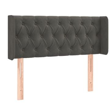 Vidaxl Vzglavje z ušesi temno sivo 103x16x78/88 cm žamet