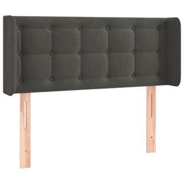Vidaxl Vzglavje z ušesi temno sivo 83x16x78/88 cm žamet