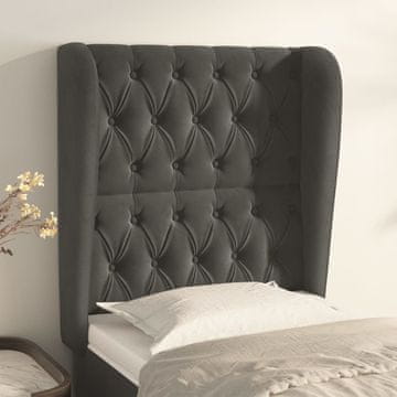 Vidaxl vidaXL Vzglavje s krilci temno sivo 83x23x118/128 cm žamet