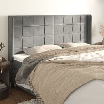 Vidaxl vidaXL Vzglavje s krilci svetlo sivo 163x16x118/128 cm žamet
