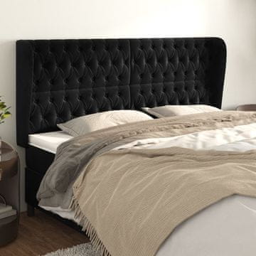 Vidaxl vidaXL Vzglavnik s krilci, črn, 203x23x118/128 cm, žamet