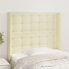 Vidaxl Vzglavje z ušesi krem 103x16x118/128 cm umetno usnje