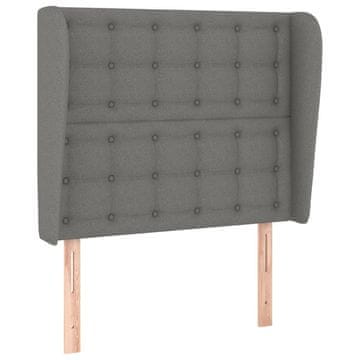 Vidaxl Vzglavje z ušesi temno sivo 103x23x118/128 cm blago