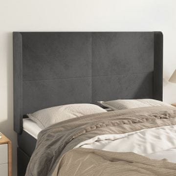 Vidaxl vidaXL Vzglavje s krilci temno sivo 147x16x118/128 cm žamet