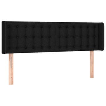 Vidaxl Vzglavje z ušesi črno 147x16x78/88 cm blago