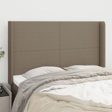 Vidaxl vidaXL Vzglavje postelje s krilci, sivo-rjavo, 147x16x118/128 cm, blago