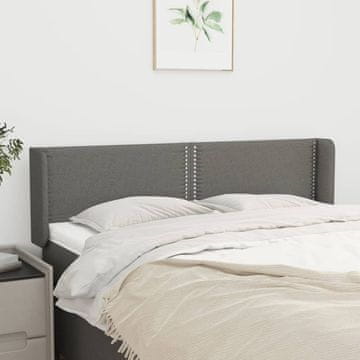 Vidaxl vidaXL Vzglavje s krilci temno sivo 147x16x78/88 cm blago