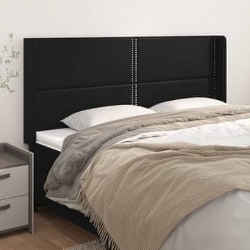 Vidaxl vidaXL Vzglavnik s krilci črne barve 183x16x118/128 cm umetno usnje