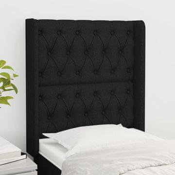 Vidaxl vidaXL Vzglavnik s krilci, črne barve, 83x16x118/128 cm, blago