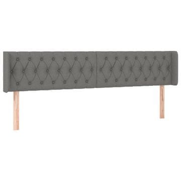 Vidaxl Vzglavje z ušesi temno sivo 203x16x78/88 cm blago
