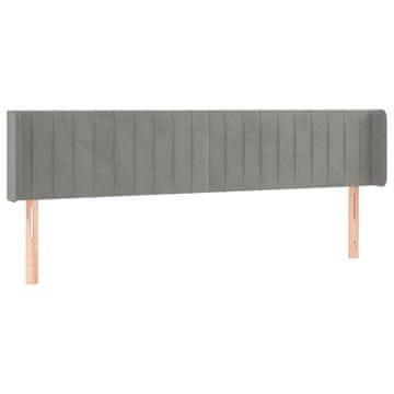 Vidaxl Vzglavje z ušesi svetlo sivo 203x16x78/88 cm žamet