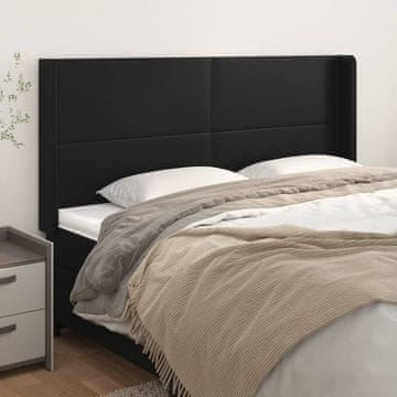 Vidaxl vidaXL Vzglavnik s krilci črne barve 183x16x118/128 cm umetno usnje