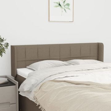 Vidaxl vidaXL Vzglavje postelje s krilci, sivo-rjavo, 147x16x78/88 cm, blago