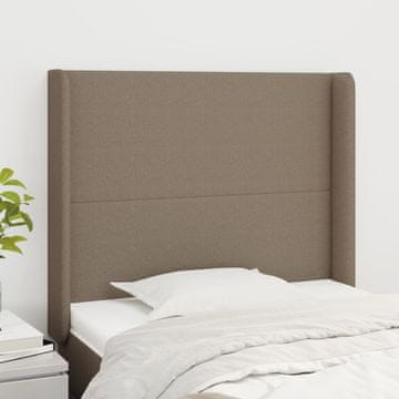 Vidaxl vidaXL Vzglavje postelje s krilci, sivo-rjavo, 103x16x118/128 cm, blago