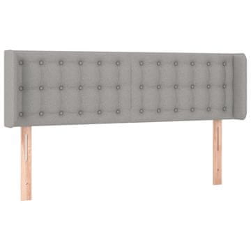 Vidaxl Vzglavje z ušesi svetlo sivo 147x16x78/88 cm blago