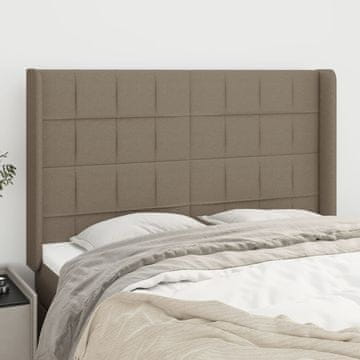 Vidaxl vidaXL Vzglavje postelje s krilci, sivo-rjavo, 147x16x118/128 cm, blago