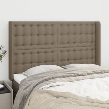 Vidaxl vidaXL Vzglavje postelje s krilci, sivo-rjavo, 147x16x118/128 cm, blago