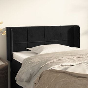 Vidaxl vidaXL Vzglavnik s krilci, črn 103x16x78/88 cm, žamet