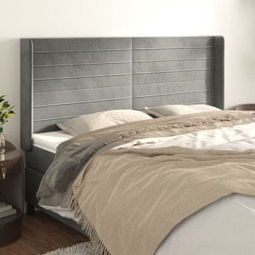 Vidaxl vidaXL Vzglavje s krilci svetlo sivo 203x16x118/128 cm žamet
