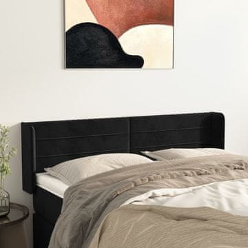 Vidaxl vidaXL Vzglavnik s krilci, črn 147x16x78/88 cm, žamet
