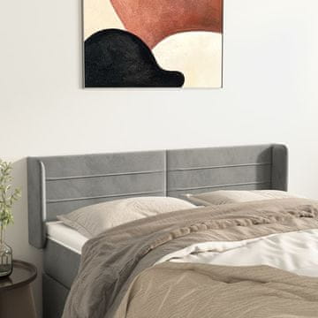 Vidaxl vidaXL Vzglavje s krilci svetlo sivo 147x16x78/88 cm žamet