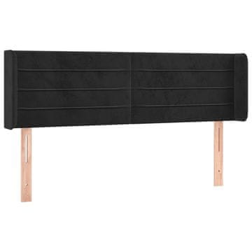 Vidaxl Vzglavje z ušesi črno 147x16x78/88 cm žamet