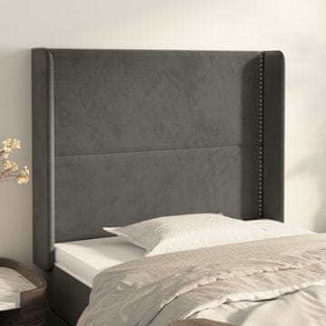 Vidaxl vidaXL Vzglavje s krilci temno sivo 93x16x118/128 cm žamet