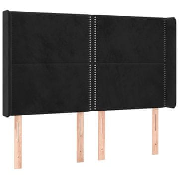 Vidaxl Vzglavje z ušesi črno 147x16x118/128 cm žamet