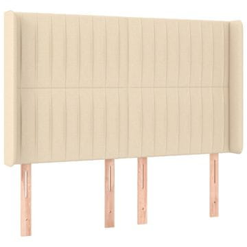 Vidaxl Vzglavje z ušesi krem 147x16x118/128 cm blago