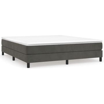 Vidaxl Posteljni okvir z vzmetmi temno siv 160x200 cm žamet
