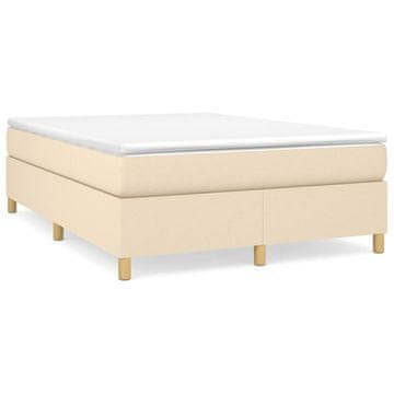 Vidaxl Posteljni okvir z vzmetmi krem 140x200 cm tkanina