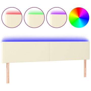 Vidaxl LED posteljno vzglavje krem 160x5x78/88 cm umetno usnje