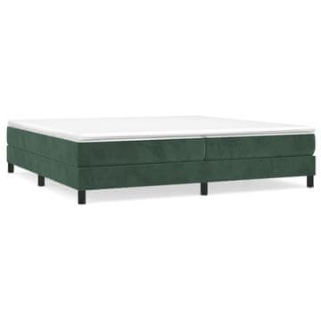 Vidaxl Posteljni okvir z vzmetmi temno zelen 200x200 cm žamet