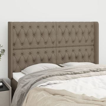Vidaxl vidaXL Vzglavje postelje s krilci, sivo-rjavo, 147x16x118/128 cm, blago