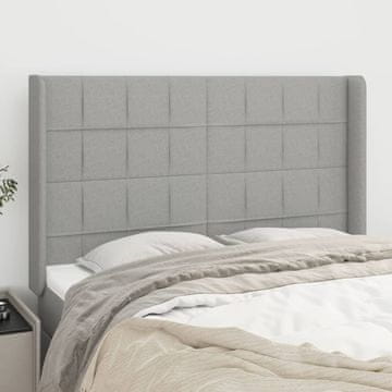 Vidaxl vidaXL Vzglavje s krilci svetlo sivo 147x16x118/128 cm blago