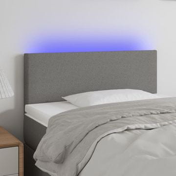 Vidaxl vidaXL Vzglavje postelje z LED diodo temno sivo 100x5x78/88 cm blago