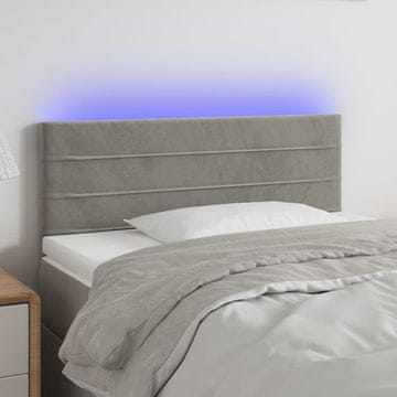 Vidaxl vidaXL Vzglavje postelje z LED svetlo sivo 80x5x78/88 cm žamet
