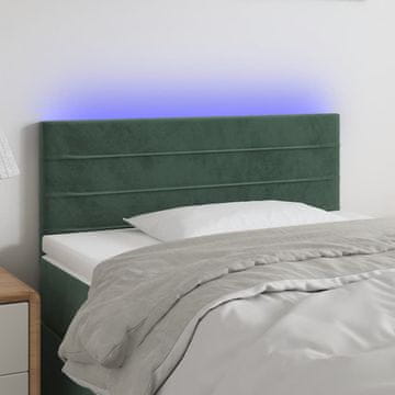 Vidaxl vidaXL Vzglavje postelje z LED diodo temno zeleno 80x5x78/88 cm žametno