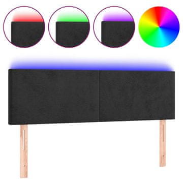 Vidaxl LED posteljno vzglavje črno 144x5x78/88 cm blago