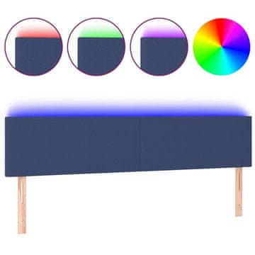 Vidaxl LED posteljno vzglavje modro 160x5x78/88 cm blago