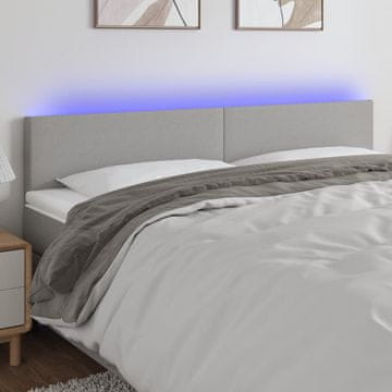 Vidaxl vidaXL Vzglavje postelje z LED svetlo sivo 200x5x78/88 cm blago