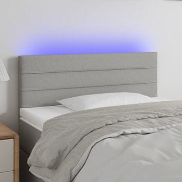 Vidaxl vidaXL Vzglavje postelje z LED svetlo sivo 100x5x78/88 cm blago