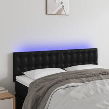 Vidaxl vidaXL LED vzglavje postelje črno 144x5x78/88 cm umetno usnje