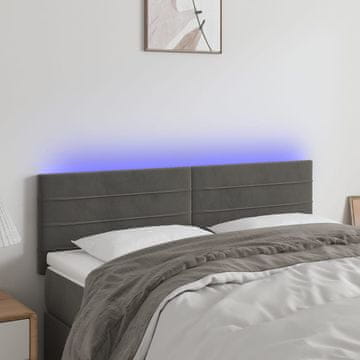 Vidaxl vidaXL Vzglavje postelje z LED diodo temno sivo 144x5x78/88 cm žamet