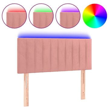 Vidaxl LED posteljno vzglavje roza 90x5x78/88 cm žamet