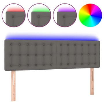 Vidaxl LED posteljno vzglavje sivo 144x5x78/88 cm umetno usnje